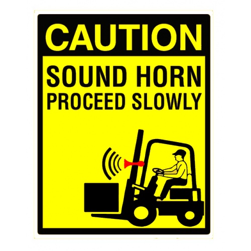 Indicator Sign caution sound horn proceed slowly, Sticker autocolant