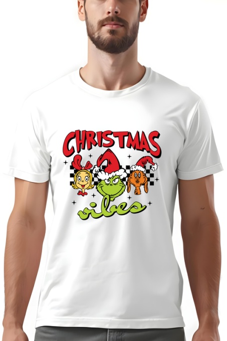 Tricou barbat - Grinch Christmas Vibes - Crăciun, Grinch, vibes, distracție, verde, umor, cadouri, film, clasic, spirit