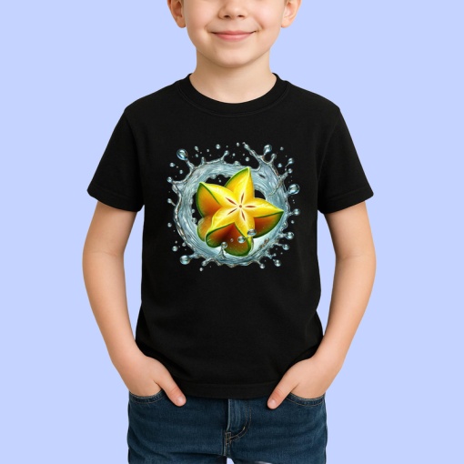 Tricou Carambola in explozie acvatica, Fructe, Copii | Dama, culoare negru