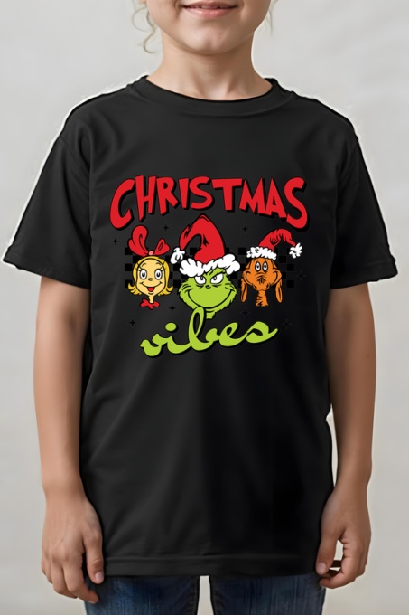 Tricou copii - Grinch Christmas Vibes - Crăciun, Grinch, vibes, distracție, verde, umor, cadouri, film, clasic, spirit