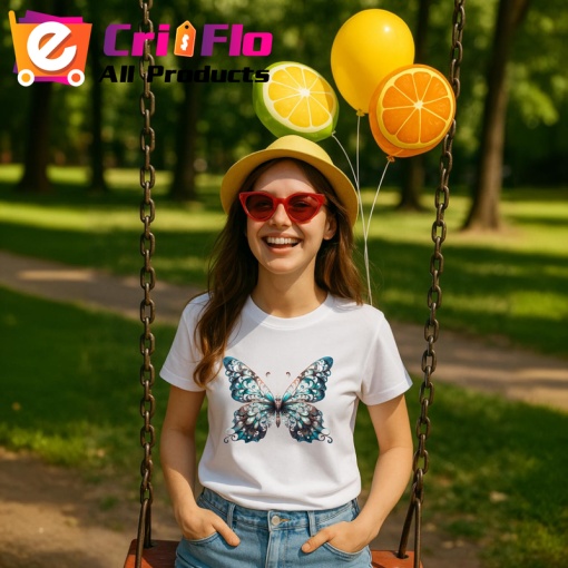 Tricou Fluture albastru cu accente argintii design regal Copii | Dama | Barbat Barbat