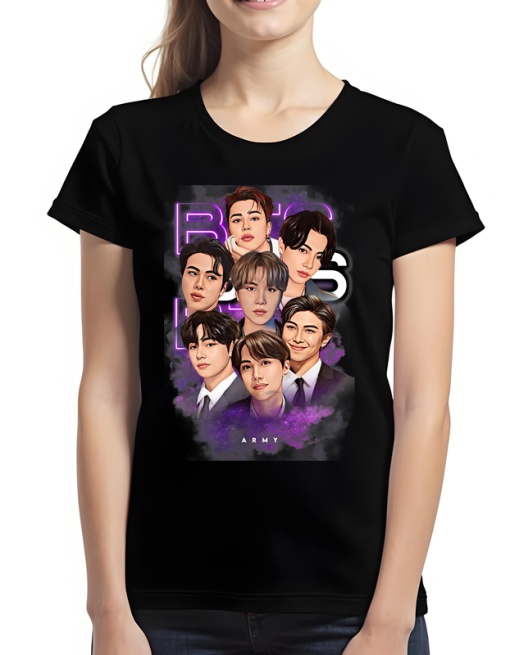 Tricou pentru dama - K-POP - BTS ARMY - Grup complet, suport BTS, ARMY edition.