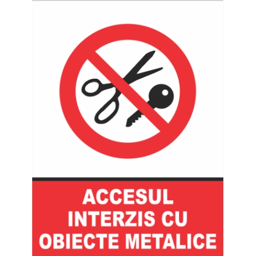 Indicator Accesul interzis cu obiecte metalice, Sticker autocolant