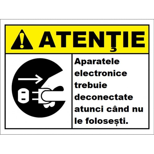 Indicator aparatele electronice trebuie deconectate atunci cand nu le folosesti, Sticker autocolant