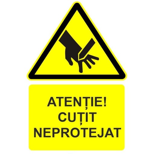 Indicator Atentie cutit neprotejat indicator de avertizare, Sticker autocolant