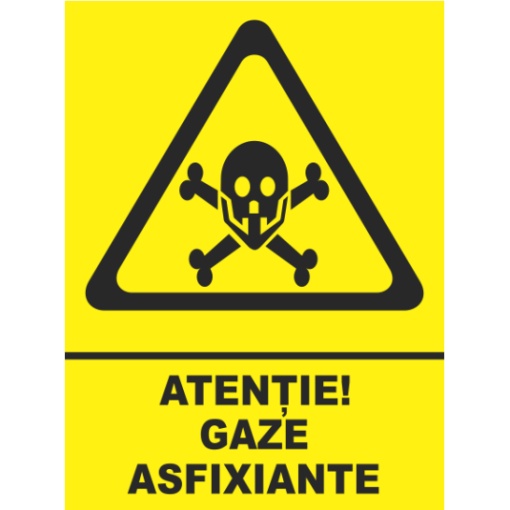 Indicator Atentie gaze asfixiante, Sticker autocolant