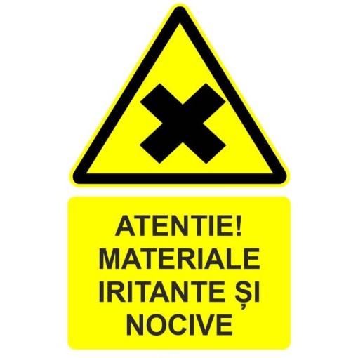 Indicator Atentie materiale iritante si nocive indicator de avertizare, Sticker autocolant