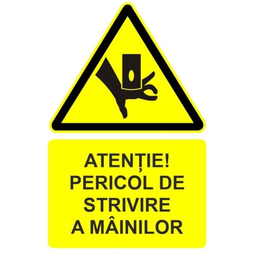 Indicator Atentie pericol de strivire a mainilor indicator de avertizare, Sticker autocolant