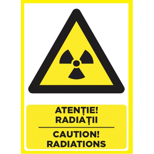 Indicator Atentie radiatii caution radiations, Sticker autocolant