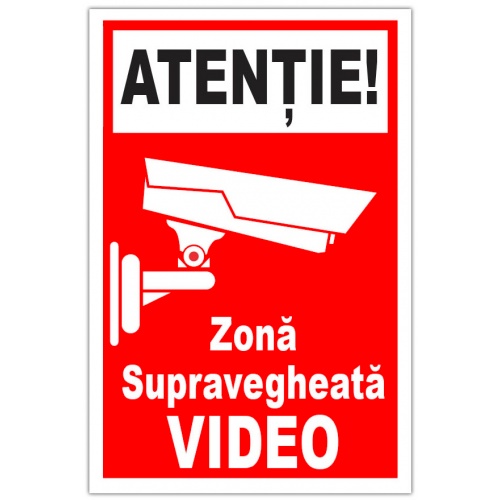 Indicator De informare atentie zona supravegheata video, Sticker autocolant