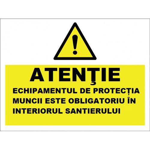 Indicator Echipamentul de protectie este obligatoriu in interiorul santierului, Sticker autocolant