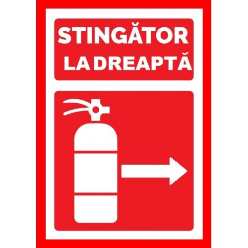 Indicator Pentru stingator cu sageata la dreapta, Sticker autocolant
