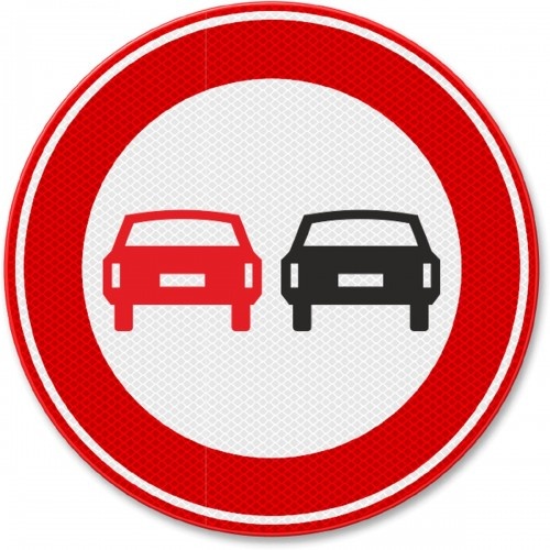 Indicator Semn de circulatie interzis depasire, Sticker autocolant