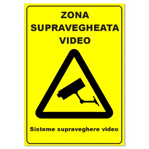 Indicator Semn pentru zona supraveghere video sisteme supraveghere video, Sticker autocolant