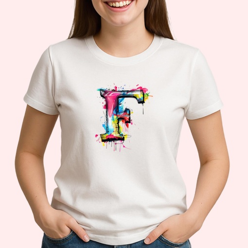 Tricou Alfabet Litera F cu graffiti, design exploziv, arta urbana, Alb, Unisex Dama si Barbat | Copii