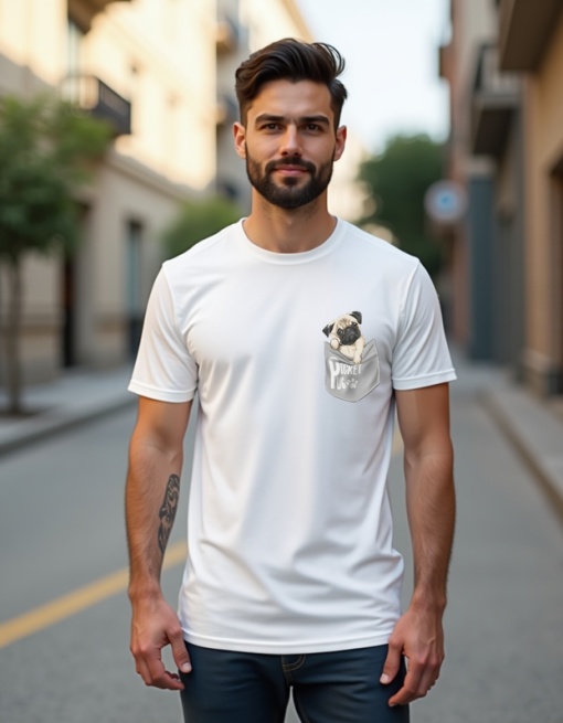 Tricou personalizat pentru bărbați din bumbac 100% - Pocket Pug V2