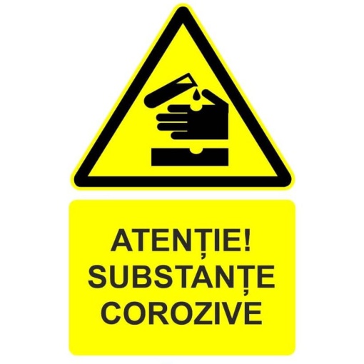 Indicator Atentie substante corozive indicator de avertizare, Sticker autocolant