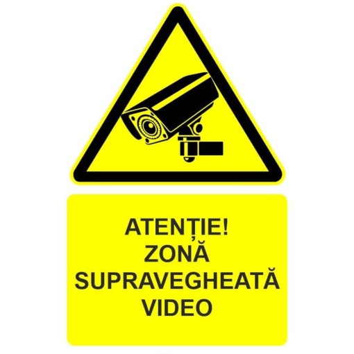 Indicator Atentie zona supravegheata video indicator de avertizare, Sticker autocolant