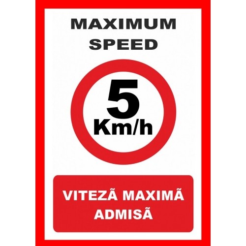 Indicator Maximum speed 5 km la ora viteza maxima admisa, Sticker autocolant