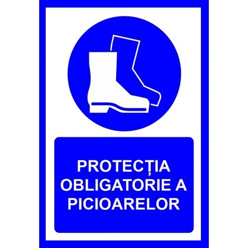 Indicator Pentru protectia obligatorie a picioarelor, Sticker autocolant