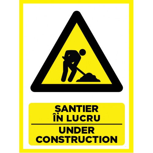 Indicator Pentru santier in lucru under construction, Sticker autocolant