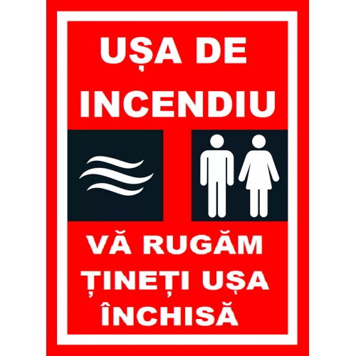 Indicator Pentru usa de incendiu va rugam tineti usa inchisa, Sticker autocolant