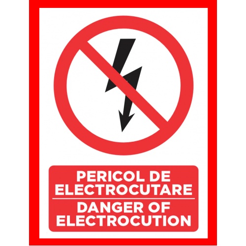 Indicator Pericol de electrocutare danger of electrocution, Sticker autocolant