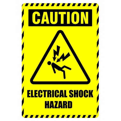 Indicator Sign caution electrical shock hazard, Sticker autocolant
