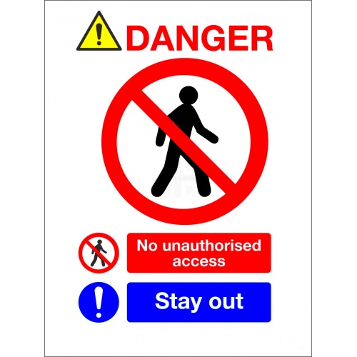 Indicator Sign danger no unauthorised access stay out, Sticker autocolant