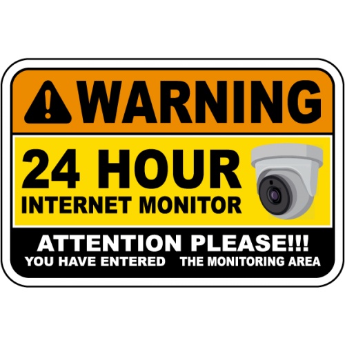 Indicator Warning 24 Hour Internet Monitor Sign, Sticker autocolant