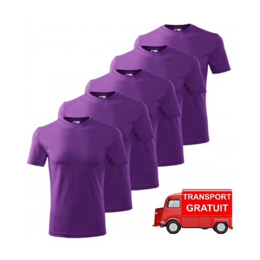 Set 5 tricouri clasice Violet, barbatesti din bumbac 100%, clasice pentru barbati 132