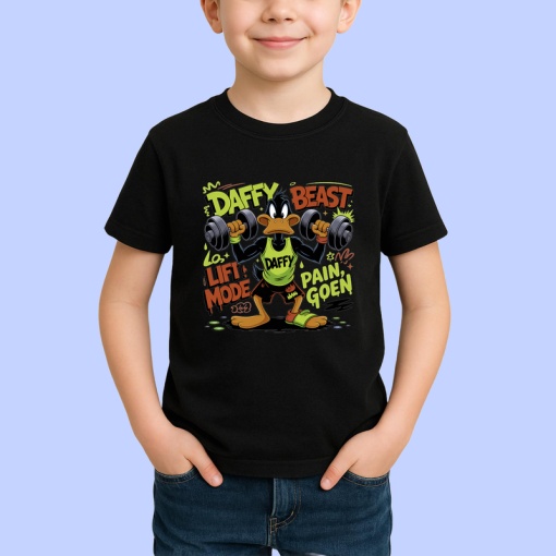 Tricou Daffy Duck – Beast Mode, antrenament și forță Copii | Dama | Barbat, negru