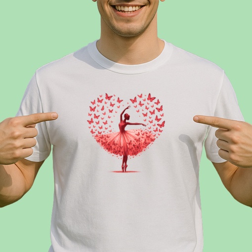Tricou Fata cu fluturi in forma de inima - Copii | Dama | Barbat