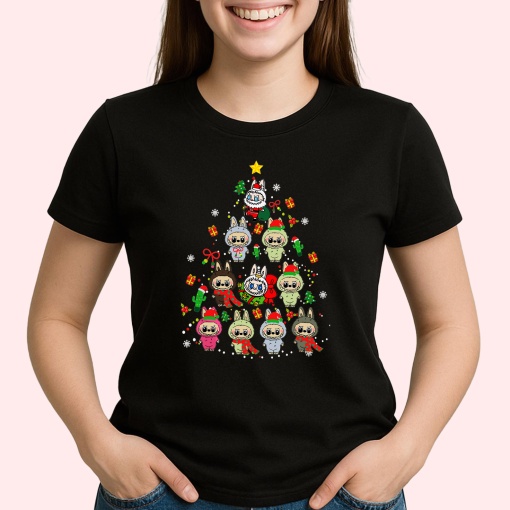Tricou Labubu brad bebe, Unisex Dama si Barbat | Copii, Culoare Negru