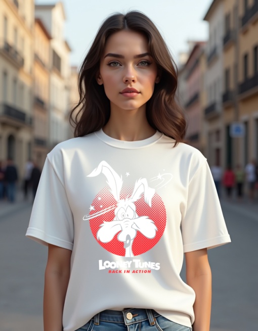 Tricou personalizat pentru dama din bumbac 100% - Looney Coyote, Wile E. Coyote, umor, desene animate, clasic, comic