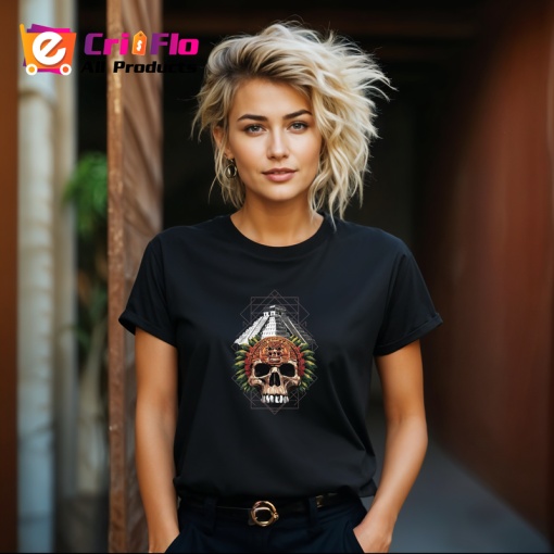 Tricou Piramida Craniu Mayas Abstract, Copii | Dama | Barbat, culoare negru