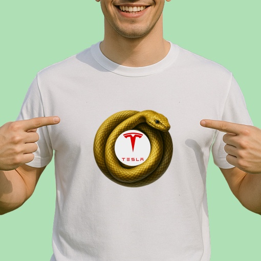 Tricou Tesla Sarpe Galben Asteptand Sa Atace | Unisex Dama si Barbat