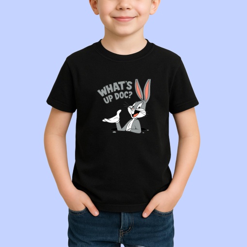 Tricou Whatu s up doc Bugs Negru, Copii | Dama | Barbat