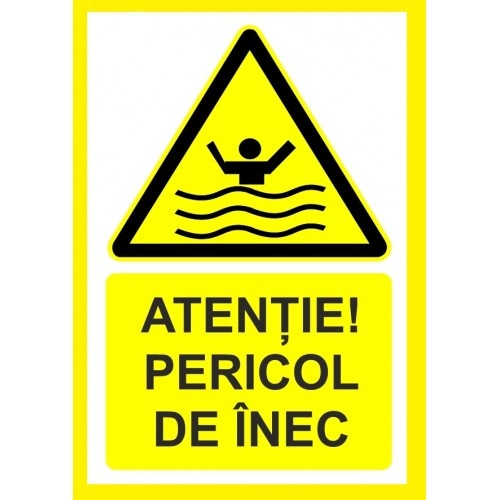 Indicator Atentie pericol de inec, Sticker autocolant