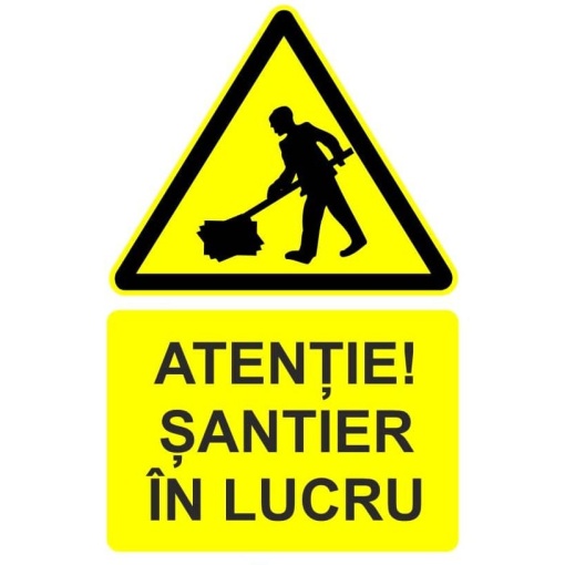 Indicator Atentie santier in lucru indicator de avertizare, Sticker autocolant