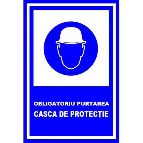 Indicator Obligatoriu purtarea casca de protectie, Sticker autocolant