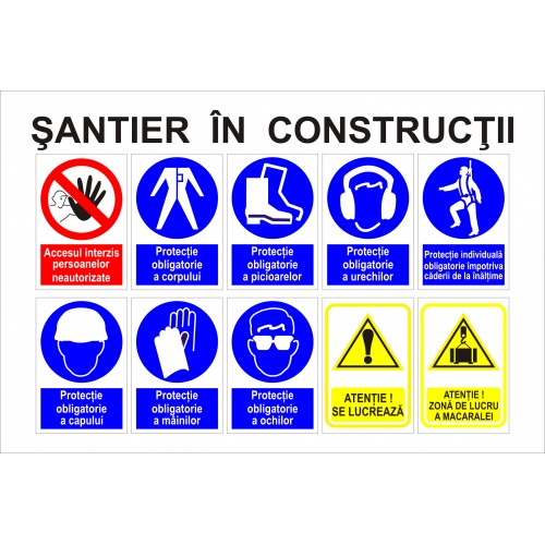 Indicator Panou santier in constructii, Sticker autocolant