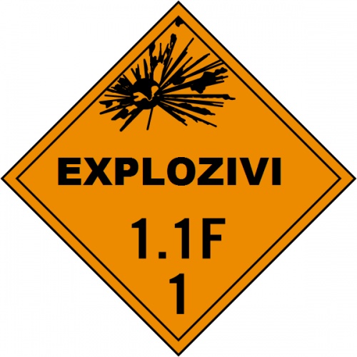 Indicator Pentru explozivi clasa 1.1 F, Sticker autocolant