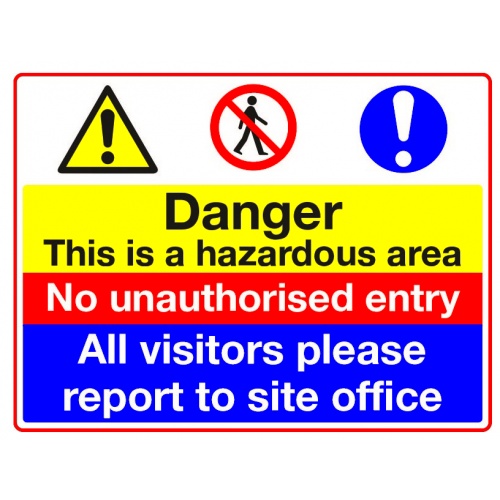 Indicator Sign danger this is a hazardous area, Sticker autocolant