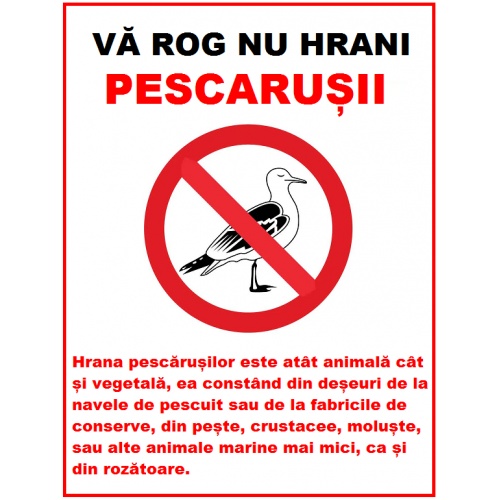 Indicator Va rog nu hrani pescarusii, Sticker autocolant