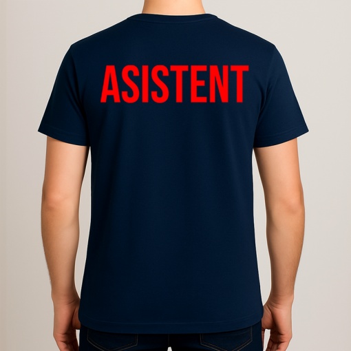 Tricou ASISTENT, Personalizat | Unisex Dama si Barbat, Albastru Inchis