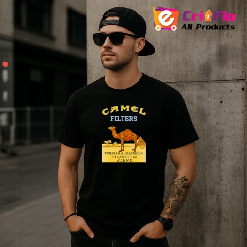 Tricou Camel filters tigari retro pe fundal negru design clasic, Copii | Dama | Barbat , tricou negru