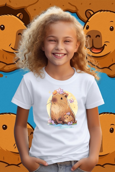 Tricou copii Capybara - Capybara si Mini capy