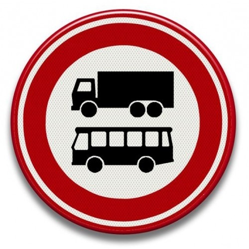 Indicator Accesul interzis autobuzelor si camioanelor, Sticker autocolant