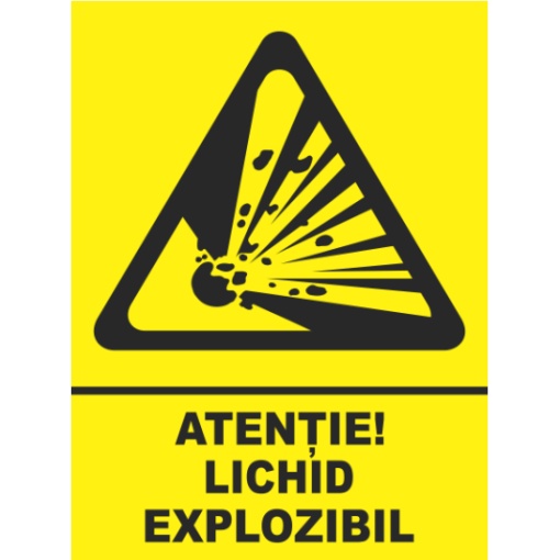 Indicator Atentie lichid exploziv, Sticker autocolant